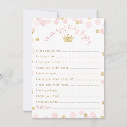 Princess Crown Baby Shower Wishes for Baby Card