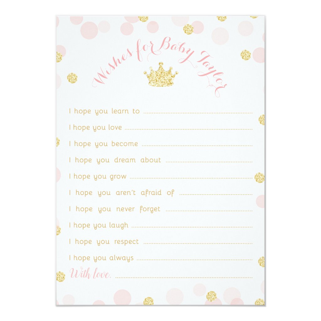 Princess Crown Baby Shower Wishes for Baby Invitation