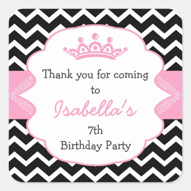 Princess Crown Birthday party favor stickers (Front)