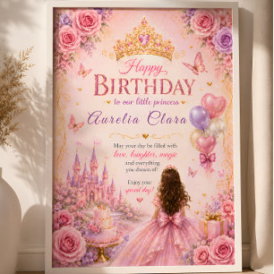 Princess Crown Birthday Poster