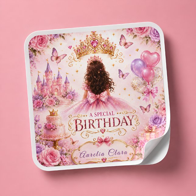 Princess Crown Birthday Square Sticker (Creator Uploaded)