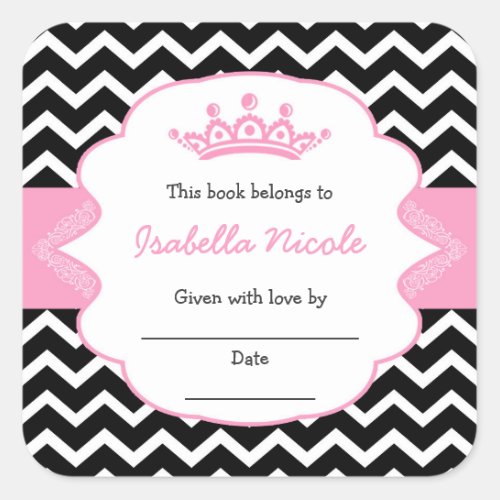 Princess Crown Bookplates  girl baby shower