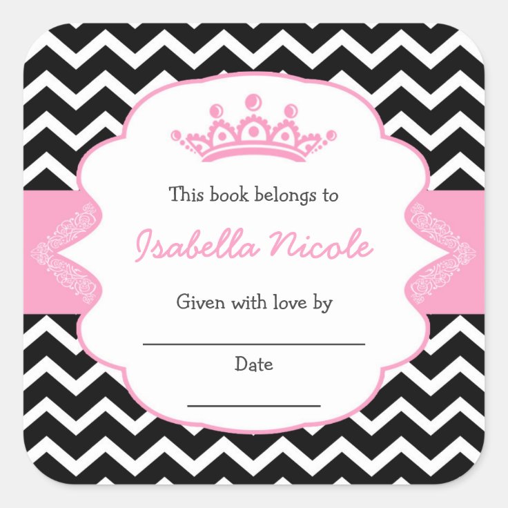Princess Crown Bookplates / girl baby shower Zazzle