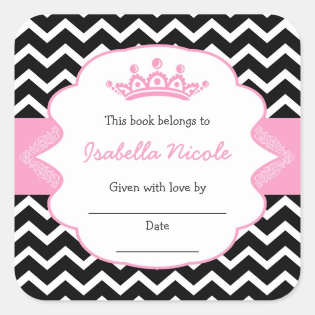 Princess Crown Bookplates / girl baby shower (Front)