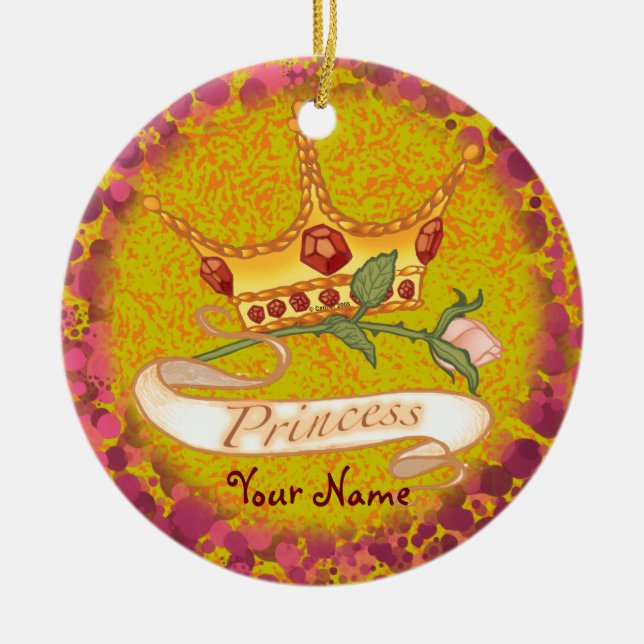 Princess Crown  Ceramic Ornament (Front)
