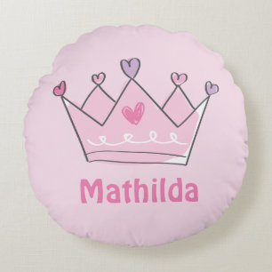 Princess Crown, Cute Baby Gift, Personalized   Round Pillow