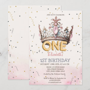 Princess Crown Fairytale 1st Birthday  Invitation