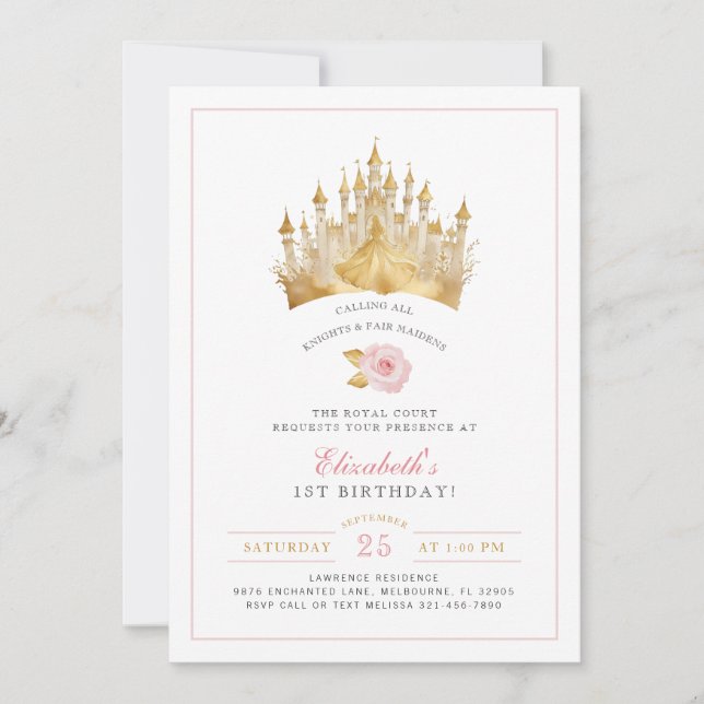 Princess Crown Fairytale Birthday Invitation  (Front)