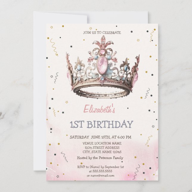 Princess Crown Fairytale Birthday  Invitation (Front)