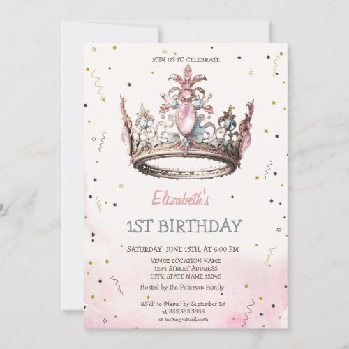 Princess Crown Fairytale Birthday  Invitation