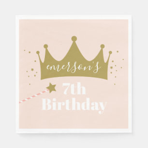 Princess crown girls birthday party napkins