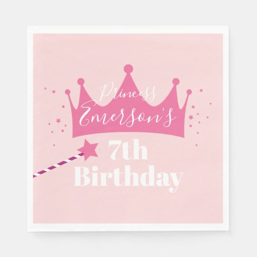 Princess crown girls birthday party napkins