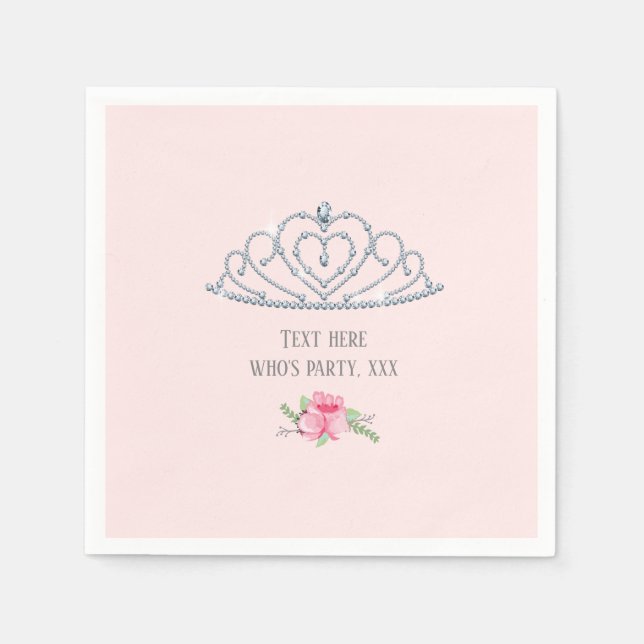 princess, crown, glitter crown, napkins (Front)