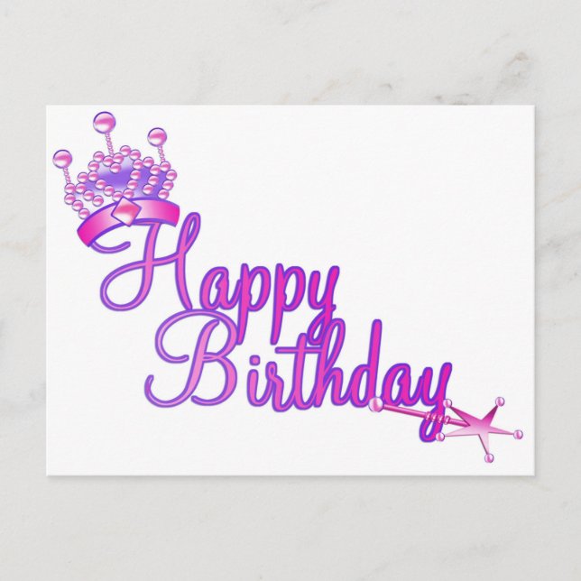 Princess Crown Happy Birthday Holiday Postcard (Front)