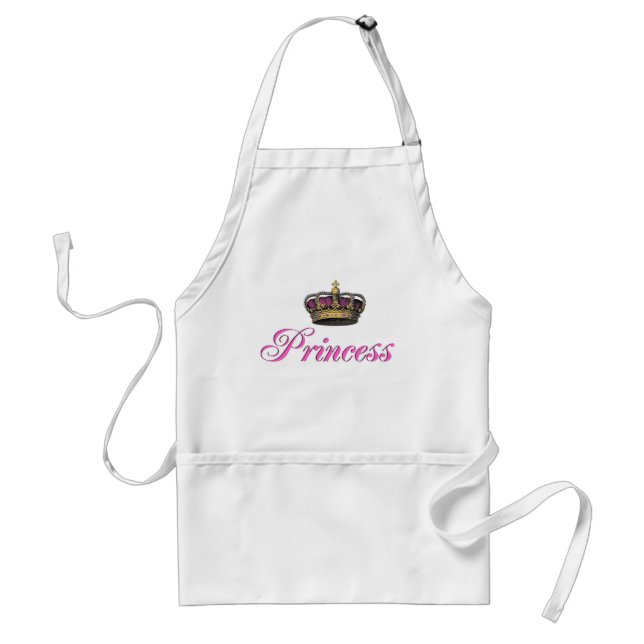 Princess crown in hot pink adult apron (Front)