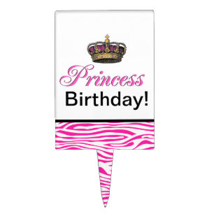 Princess crown in hot pink cake topper