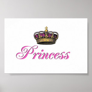 Princess crown in hot pink poster