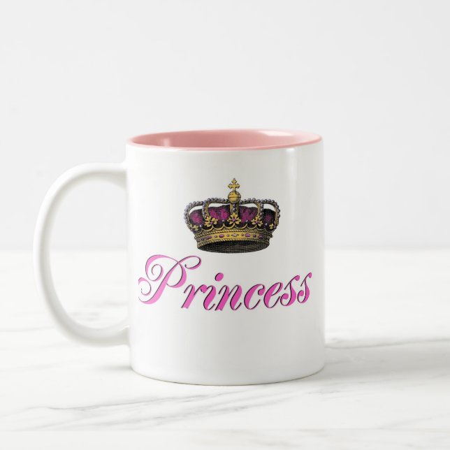 Princess crown in hot pink Two-Tone coffee mug (Left)