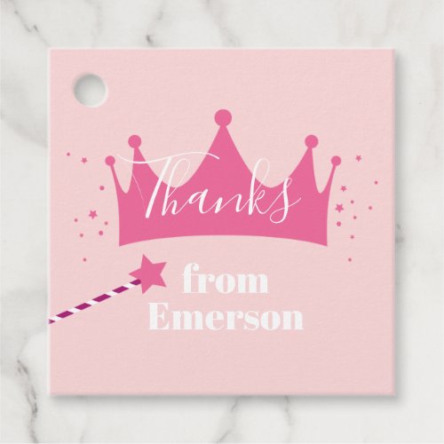 Princess crown kids birthday party thank you favor tags