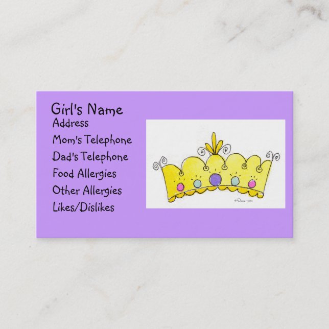Princess Crown - Little Girls Card (Front)