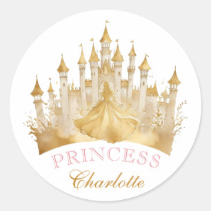Princess Crown Party Favor Sticker - Pink and Gold