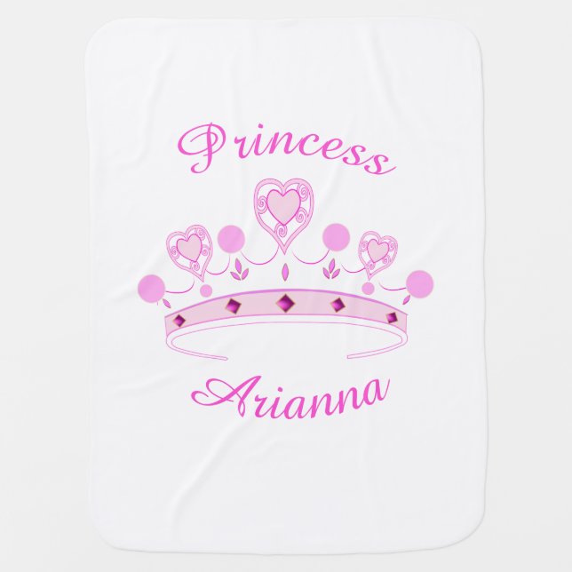 Princess Crown Personalized Baby Blanket (Front)