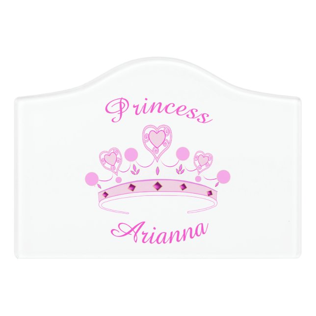 Princess Crown Personalized Door Sign (Small Crest Front)