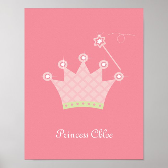 Princess Crown Personalized Kids Wall Art (Front)