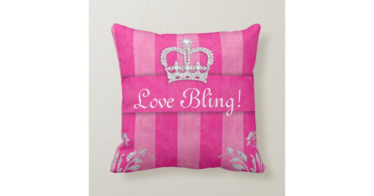Princess Crown Pillow PInk Tiara Bling