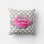 Princess Crown Pillow Tufted Satin Diamonds White at Zazzle