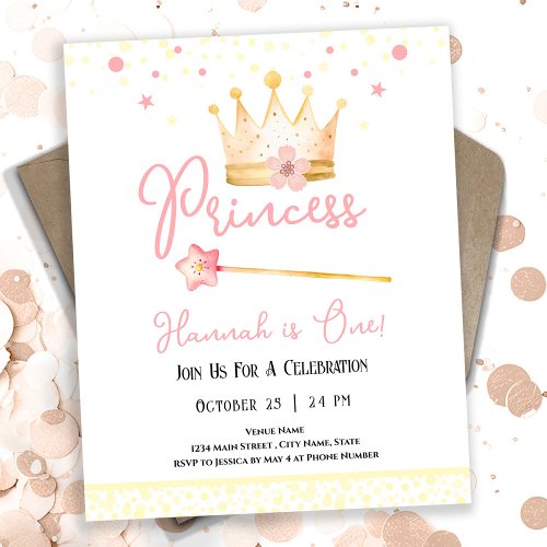 Princess Crown Pink 1st Girl Birthday Budget