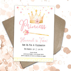 Princess Crown Pink 2nd Girl Birthday Invitation