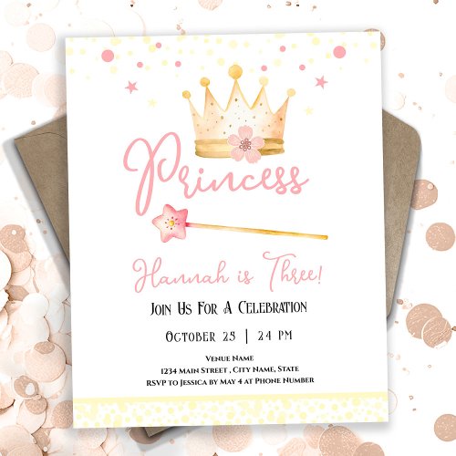 Princess Crown Pink 3rd Girl Birthday Budget