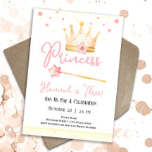 Princess Crown Pink 3rd Girl Birthday 