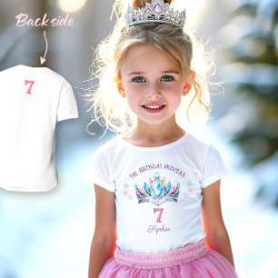 Princess Crown Pink Blue Purple Birthday Girl Name T-Shirt