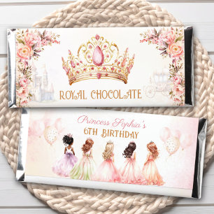 Princess Crown Pink Floral Royal Girl Birthday Hershey Bar Favors