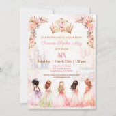 Princess Crown Pink Gold Floral Girl Birthday Invitation | Zazzle