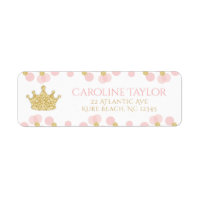 Princess Crown Pink Gold Glitter Dots Address