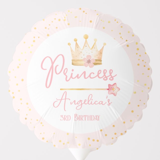 Princess Crown Pink Little Girl Birthday  Balloon (Front)