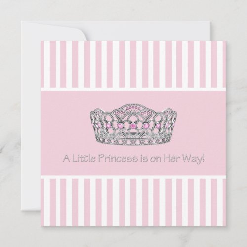 Princess Crown Pink White Baby Shower Invitation