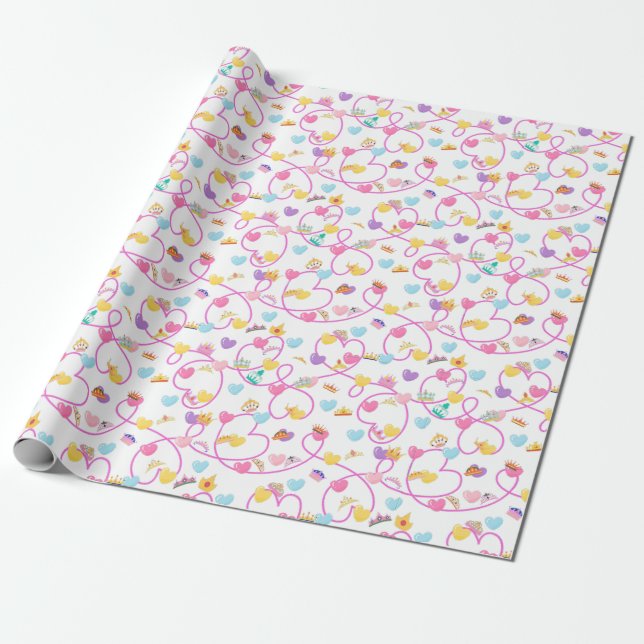 princess crown pink wrapping paper (Unrolled)