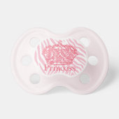 Princess Crown Pink Zebra Animal Print Girly Pacifier (Front)