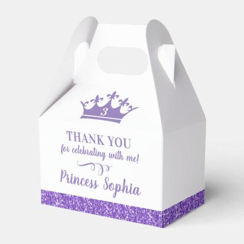 Princess Crown Purple Thank You Birthday Favor Boxes