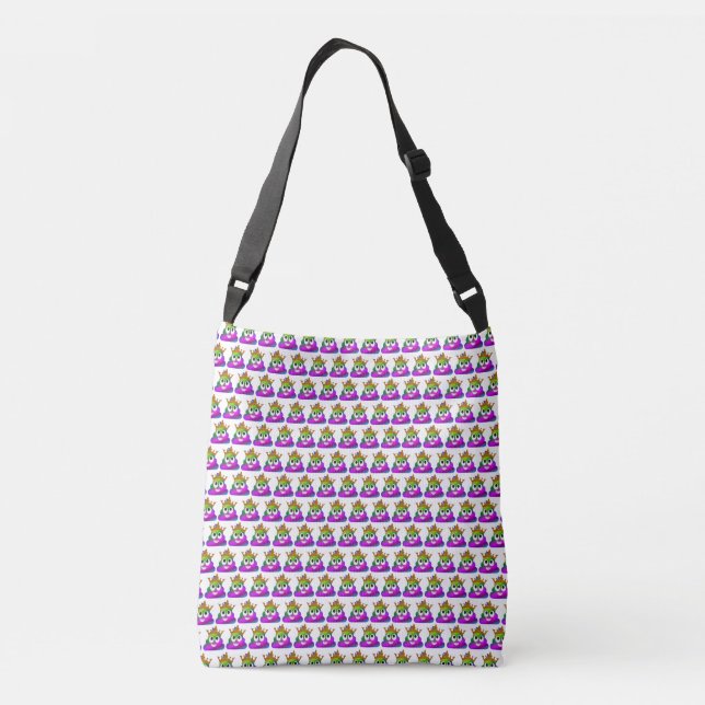 Princess Crown Rainbow Emoji Poop Crossbody Bag (Back)