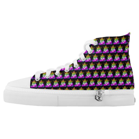 Princess Crown Rainbow Emoji Poop High-Top Sneakers (Left Shoe Outside)