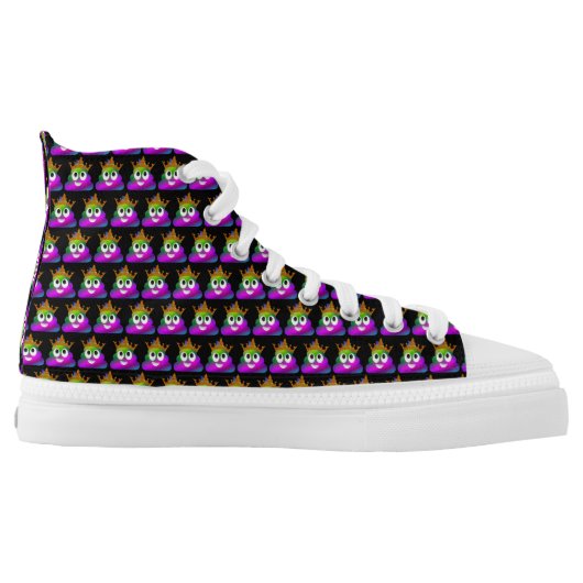 Princess Crown Rainbow Emoji Poop High-Top Sneakers (Left Shoe Inside)