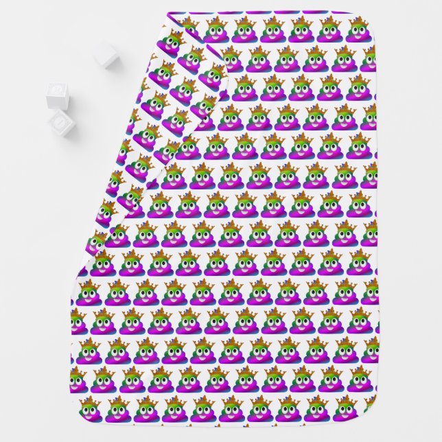 Princess Crown Rainbow Emoji Poop Receiving Blanket (In Situ)