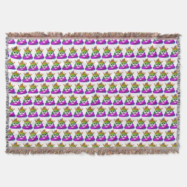 Princess Crown Rainbow Emoji Poop Throw Blanket (Front)