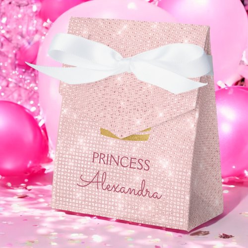 Princess Crown Rose Gold Blush Pink Sparkle Favor Boxes