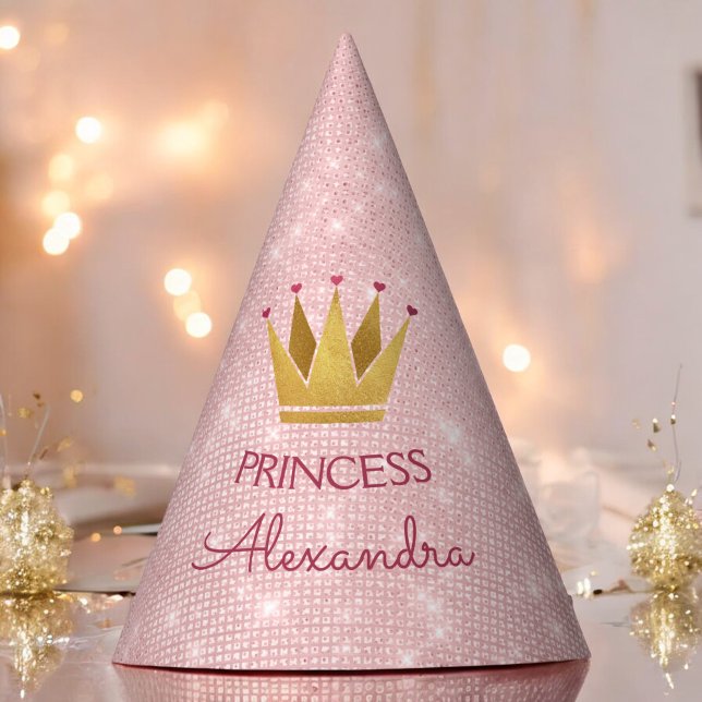 Princess Crown Rose Gold Blush Pink Sparkle Party Hat (Creator Uploaded)